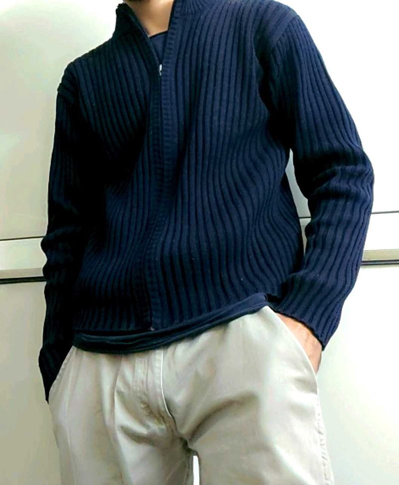 Strachable Black Marled Knit Cardigan | Streetwear Front-Open Sweater