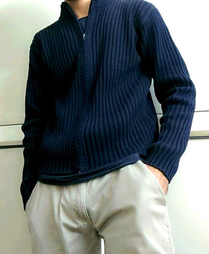 Strachable Black Marled Knit Cardigan | Streetwear Front-Open Sweater